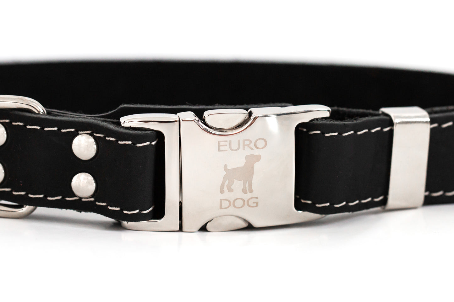 Bestseller Quick-Release Midnight Black Leather Dog Collar with Metal Buckle