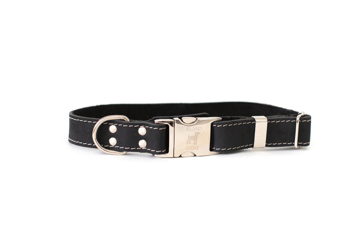 Euro Dog Soft Leather Metal Quick-Release Buckle Dog Collar Made in USA