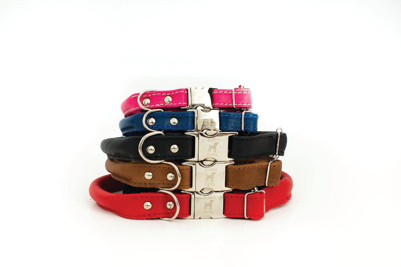 Euro Dog Soft Rolled Leather Dog Collar Quick Release Buckle Made in USA Affordable Luxury